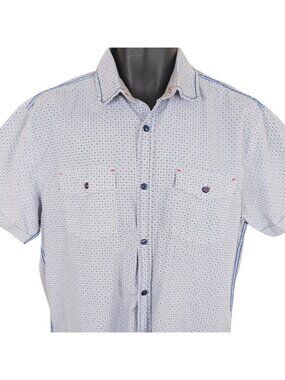 Tranquility Mayhem Shirt Mens Size Large Blue Geometric All Over Print